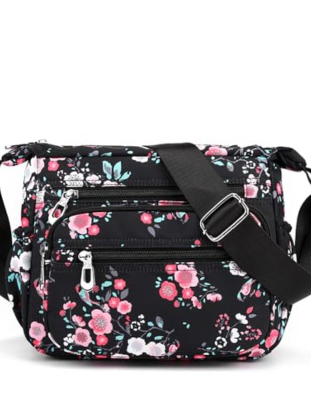 Nylon Crossbody Bag Multi Pocket Shoulder Handbag Lightweight Messenger Travel